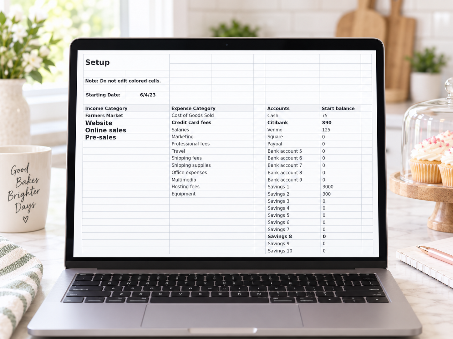 home bakery bookkeeping